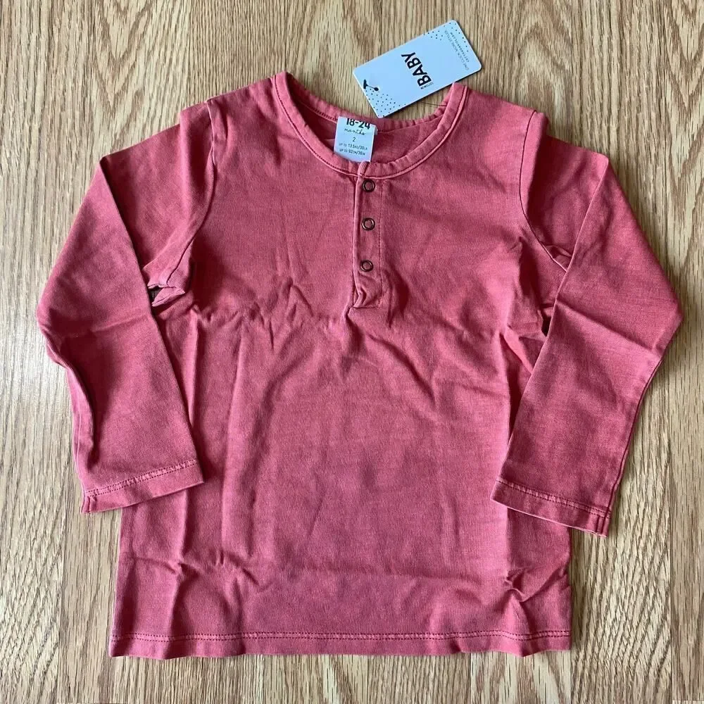 Cotton:on Baby Denny Long Sleeve Shirt Red Brick Wash 18-24 Months